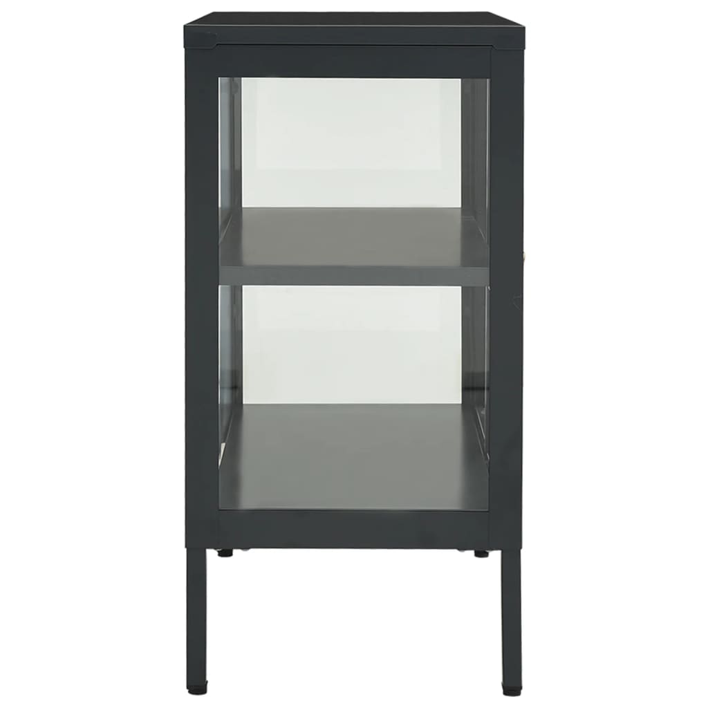 vidaXL Servantă, antracit, 70x35x70 cm, oțel și sticlă vidaXL Servantă, antracit, 70x35x70 cm, oțel și sticlă