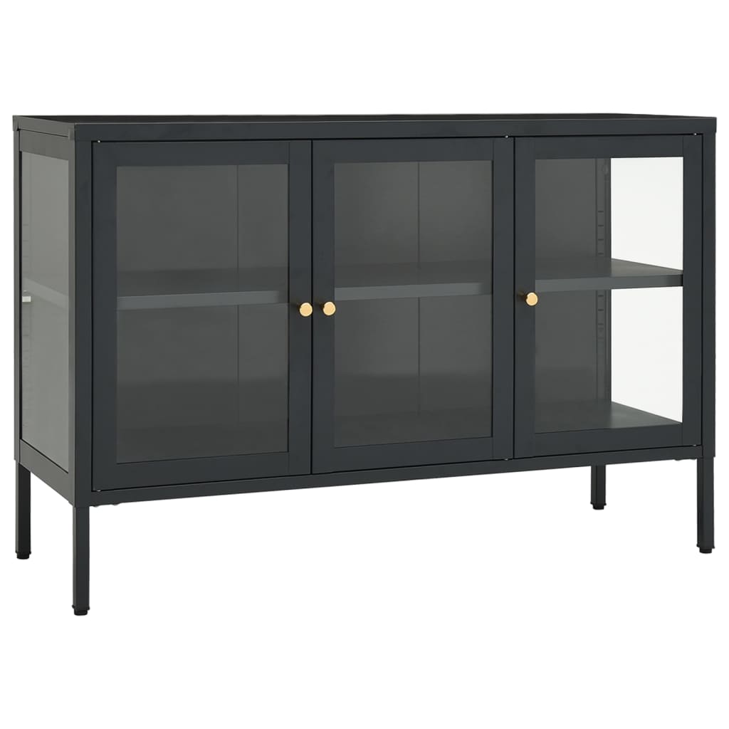 vidaXL Servantă, antracit, 105x35x70 cm, oțel și sticlă vidaXL Servantă, antracit, 105x35x70 cm, oțel și sticlă