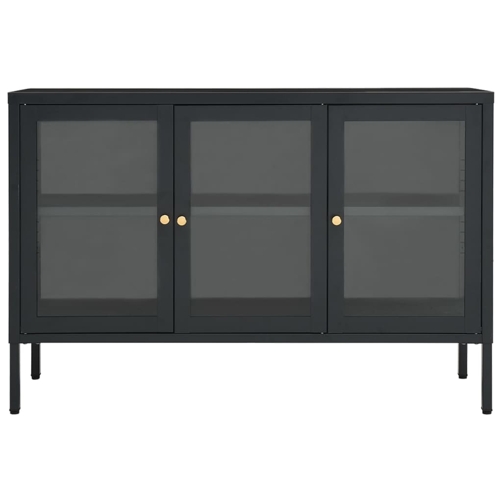 vidaXL Servantă, antracit, 105x35x70 cm, oțel și sticlă vidaXL Servantă, antracit, 105x35x70 cm, oțel și sticlă