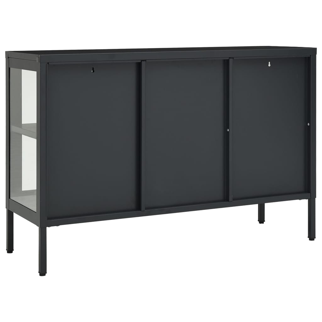 vidaXL Servantă, antracit, 105x35x70 cm, oțel și sticlă vidaXL Servantă, antracit, 105x35x70 cm, oțel și sticlă