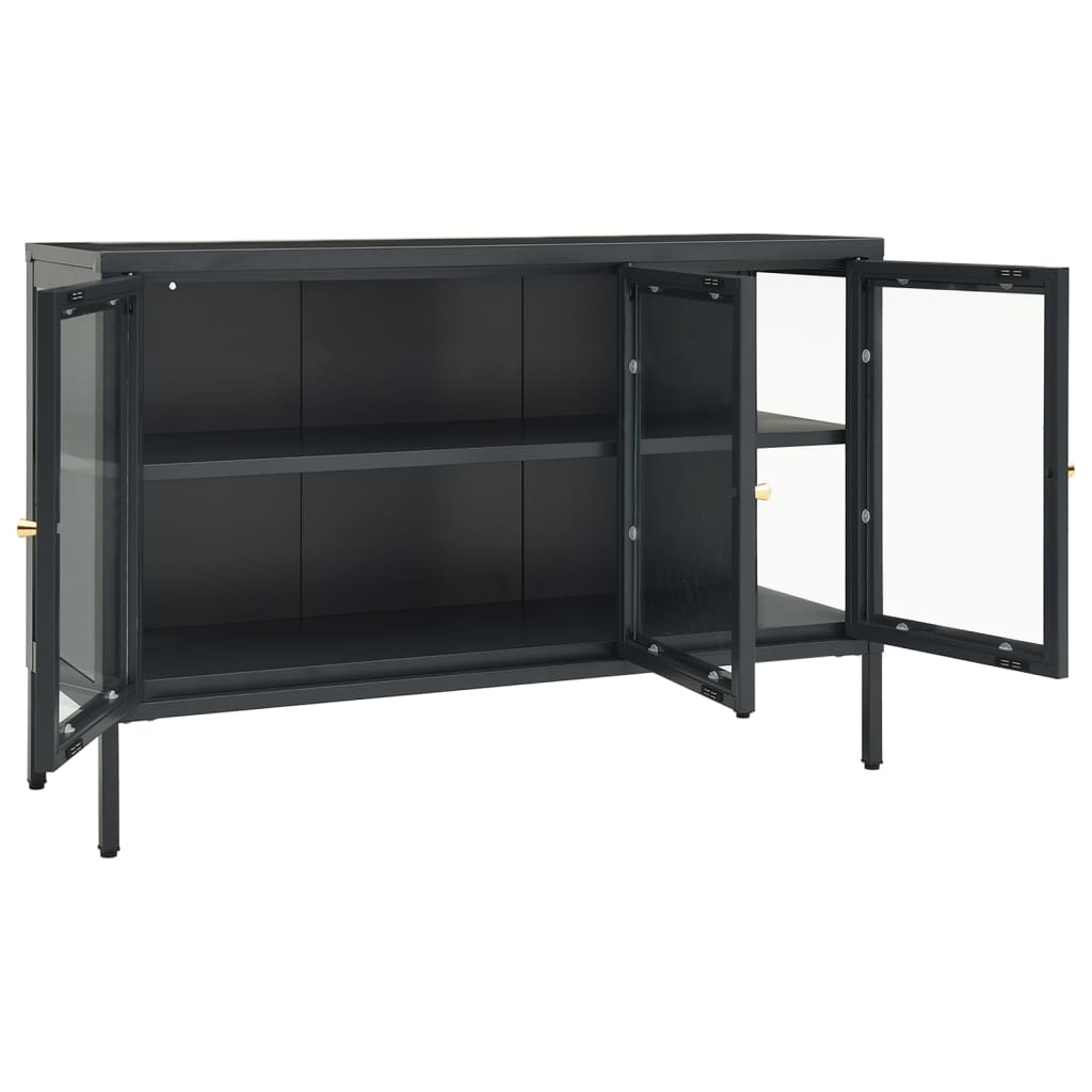 vidaXL Servantă, antracit, 105x35x70 cm, oțel și sticlă vidaXL Servantă, antracit, 105x35x70 cm, oțel și sticlă