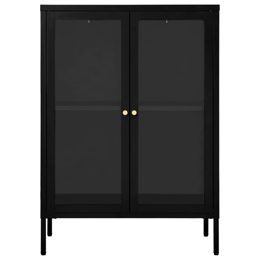 vidaXL Servantă, negru, 75x35x105 cm, oțel și sticlă
