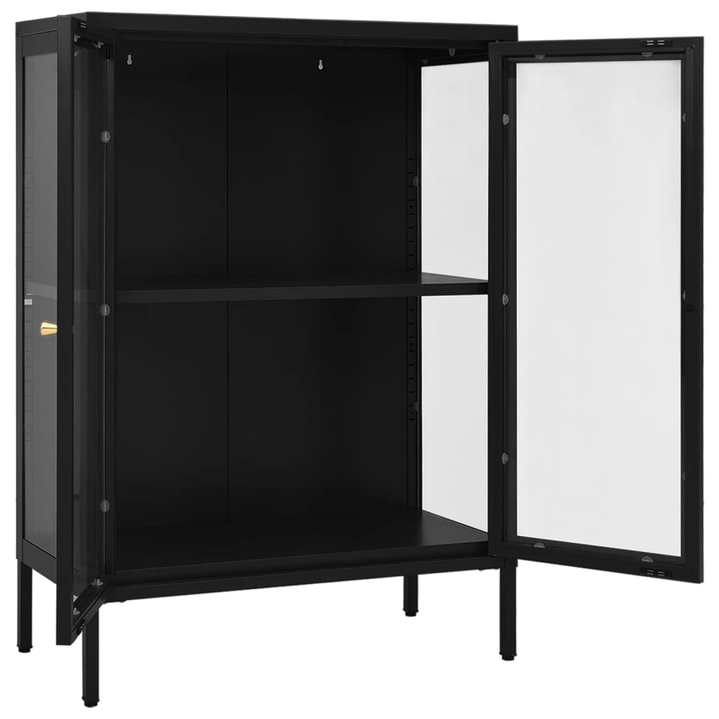 vidaXL Servantă, negru, 75x35x105 cm, oțel și sticlă