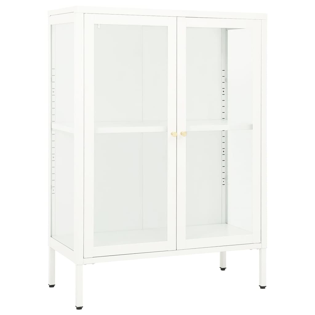 vidaXL Servantă, alb, 75x35x105 cm, oțel și sticlă