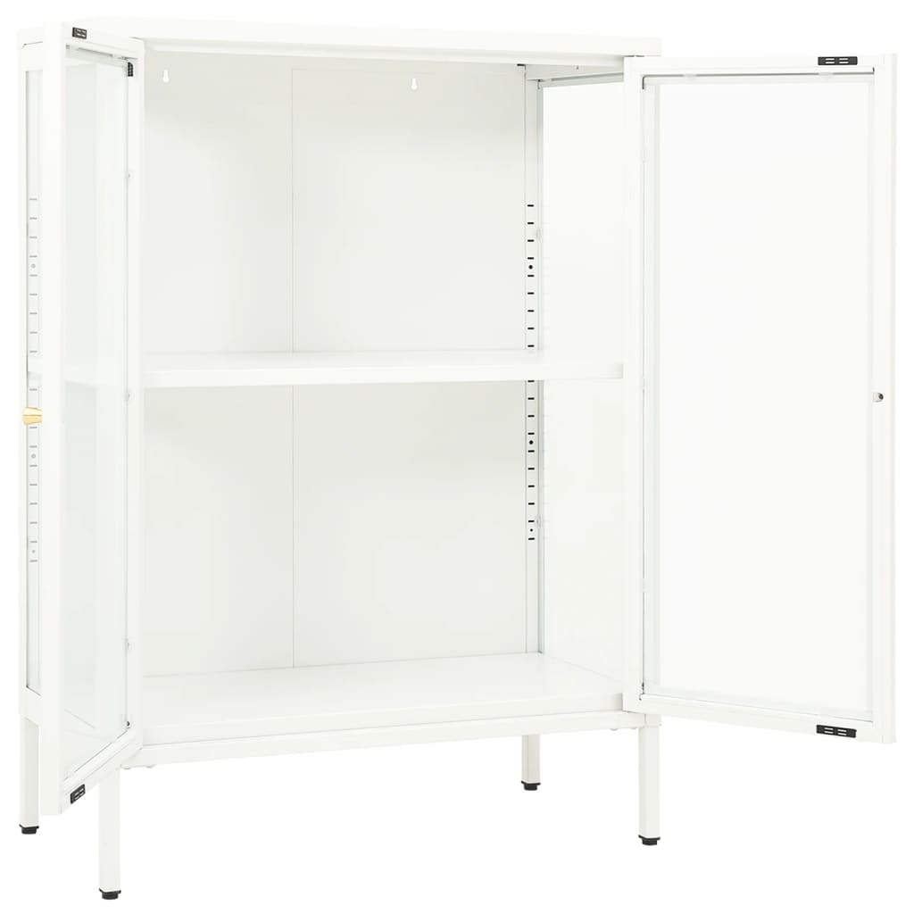 vidaXL Servantă, alb, 75x35x105 cm, oțel și sticlă