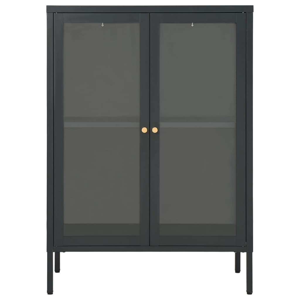 vidaXL Servantă, antracit, 75x35x105 cm, oțel și sticlă vidaXL Servantă, antracit, 75x35x105 cm, oțel și sticlă