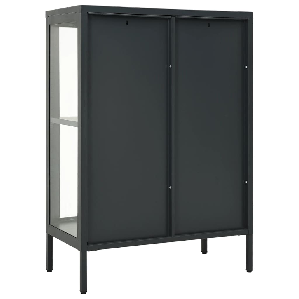 vidaXL Servantă, antracit, 75x35x105 cm, oțel și sticlă vidaXL Servantă, antracit, 75x35x105 cm, oțel și sticlă
