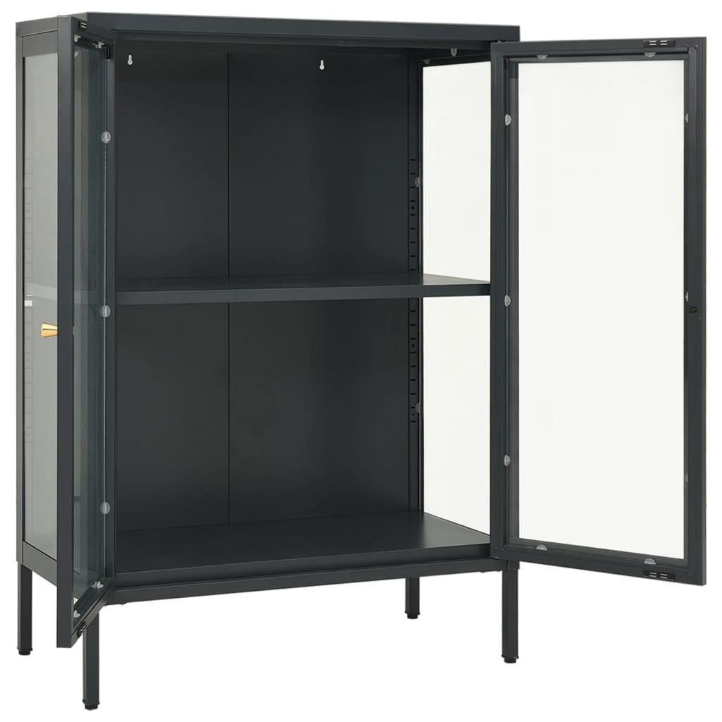 vidaXL Servantă, antracit, 75x35x105 cm, oțel și sticlă vidaXL Servantă, antracit, 75x35x105 cm, oțel și sticlă