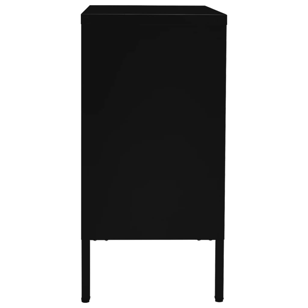 vidaXL Servantă, negru, 75x35x70 cm, oțel și sticlă securizată vidaXL Servantă, negru, 75x35x70 cm, oțel și sticlă securizată