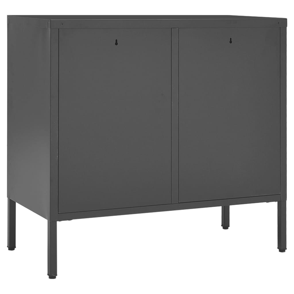 vidaXL Servantă, antracit, 75x35x70 cm, oțel și sticlă securizată vidaXL Servantă, antracit, 75x35x70 cm, oțel și sticlă securizată