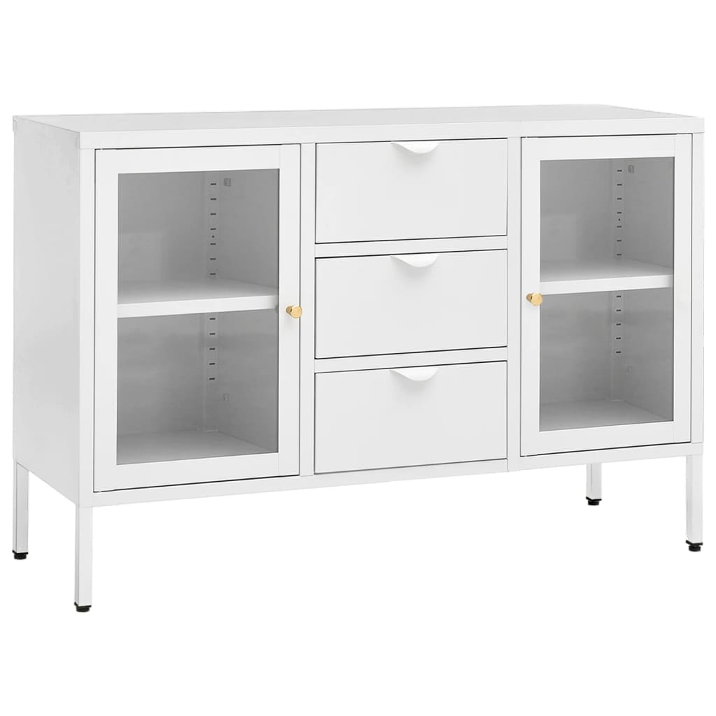 vidaXL Servantă, alb, 105x35x70 cm, oțel și sticlă securizată