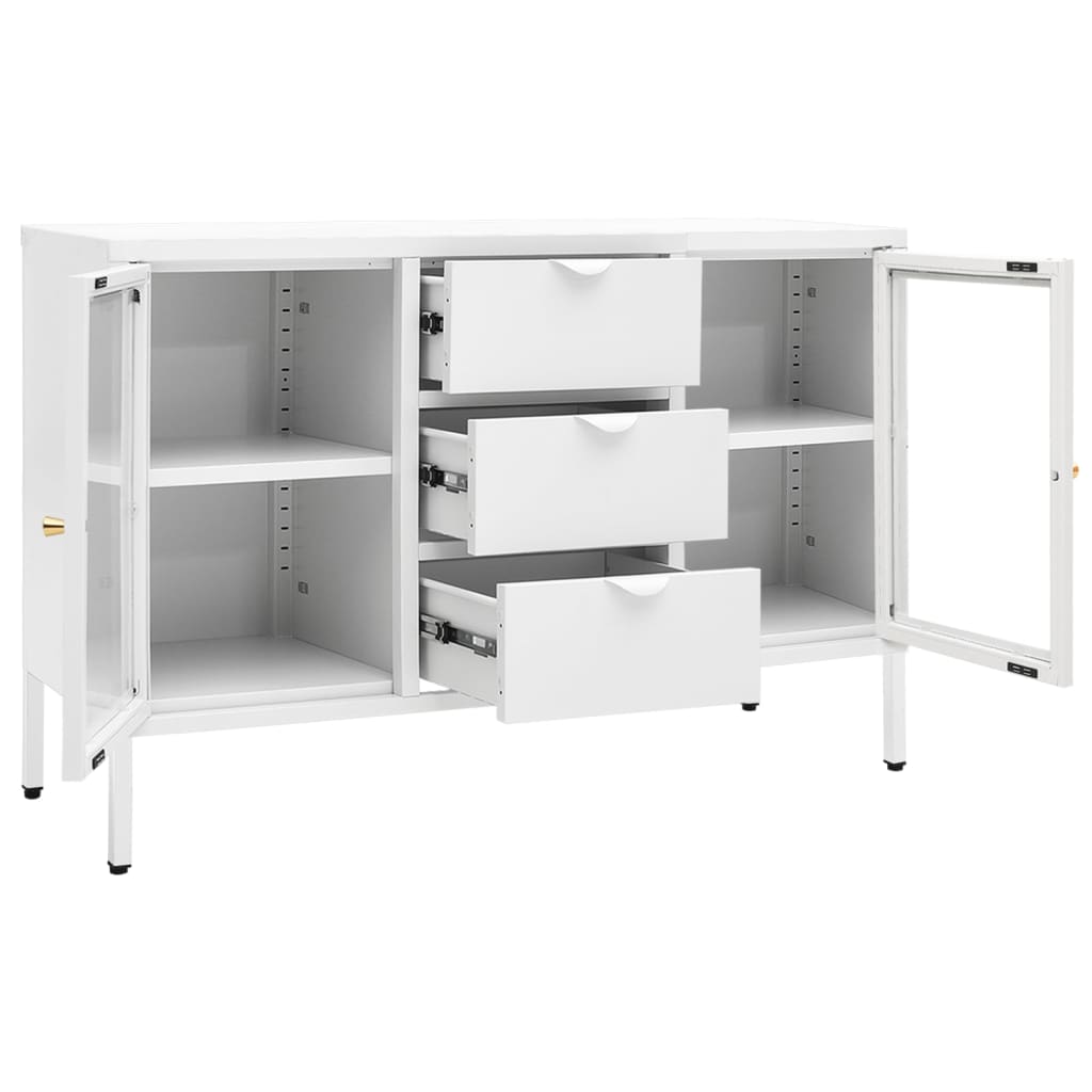 vidaXL Servantă, alb, 105x35x70 cm, oțel și sticlă securizată