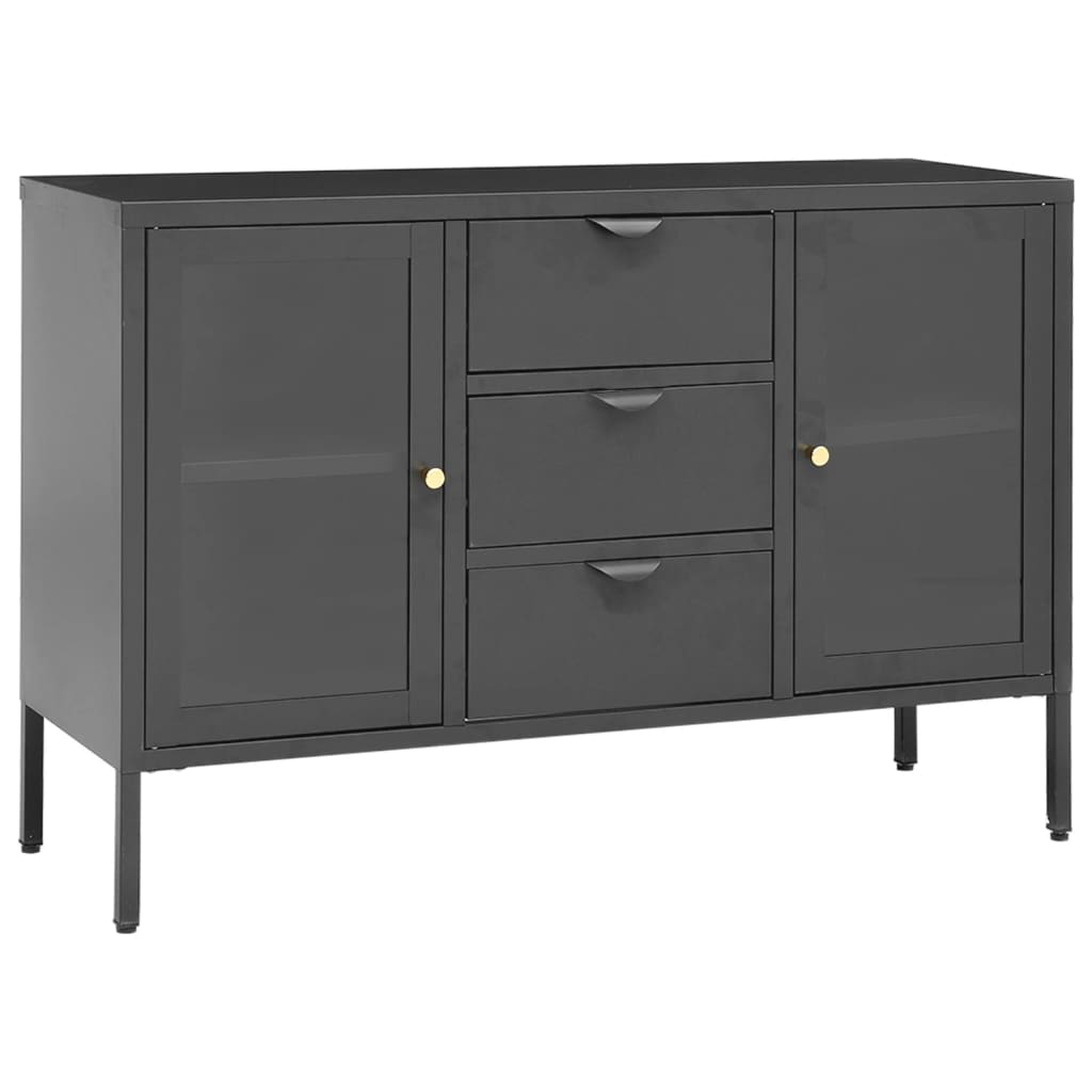 vidaXL Servantă, antracit, 105x35x70 cm, oțel și sticlă securizată vidaXL Servantă, antracit, 105x35x70 cm, oțel și sticlă securizată