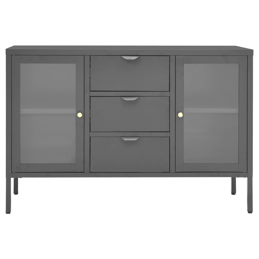 vidaXL Servantă, antracit, 105x35x70 cm, oțel și sticlă securizată vidaXL Servantă, antracit, 105x35x70 cm, oțel și sticlă securizată