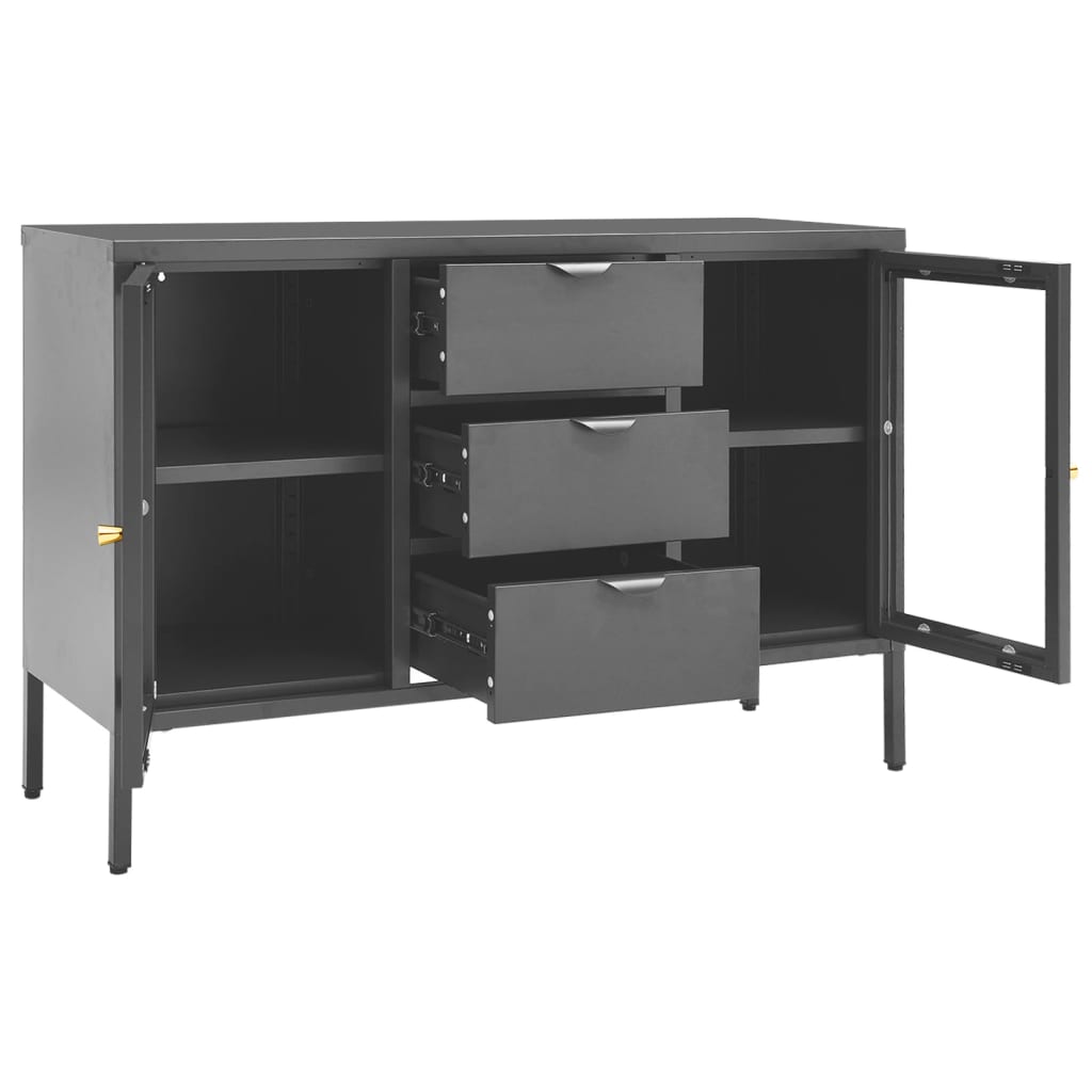 vidaXL Servantă, antracit, 105x35x70 cm, oțel și sticlă securizată vidaXL Servantă, antracit, 105x35x70 cm, oțel și sticlă securizată