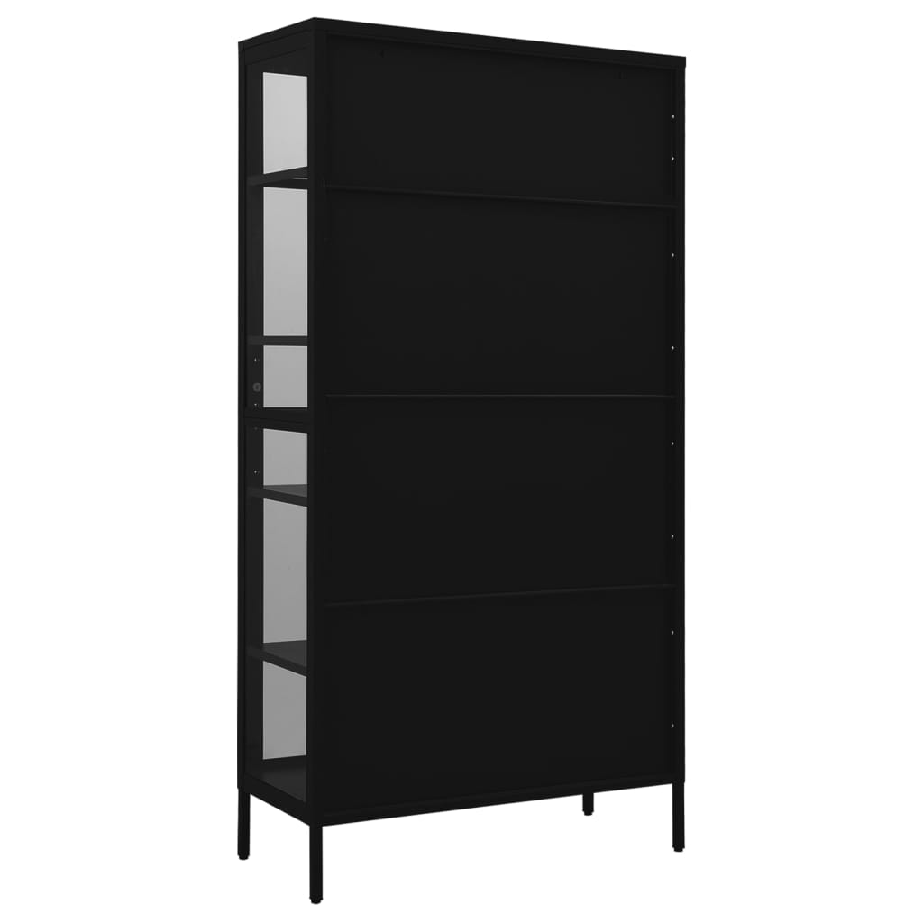 vidaXL Vitrină, negru, 90x40x180 cm, oțel și sticlă securizată