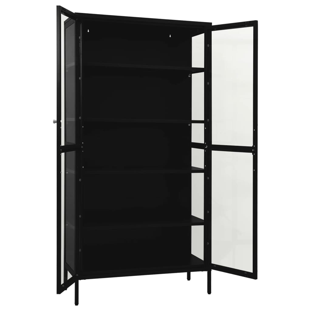 vidaXL Vitrină, negru, 90x40x180 cm, oțel și sticlă securizată
