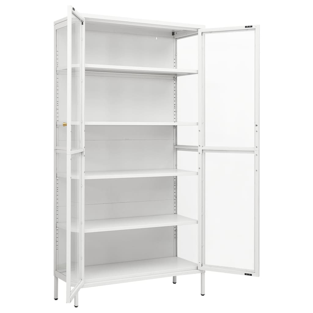 vidaXL Vitrină, alb, 90x40x180 cm, oțel și sticlă securizată