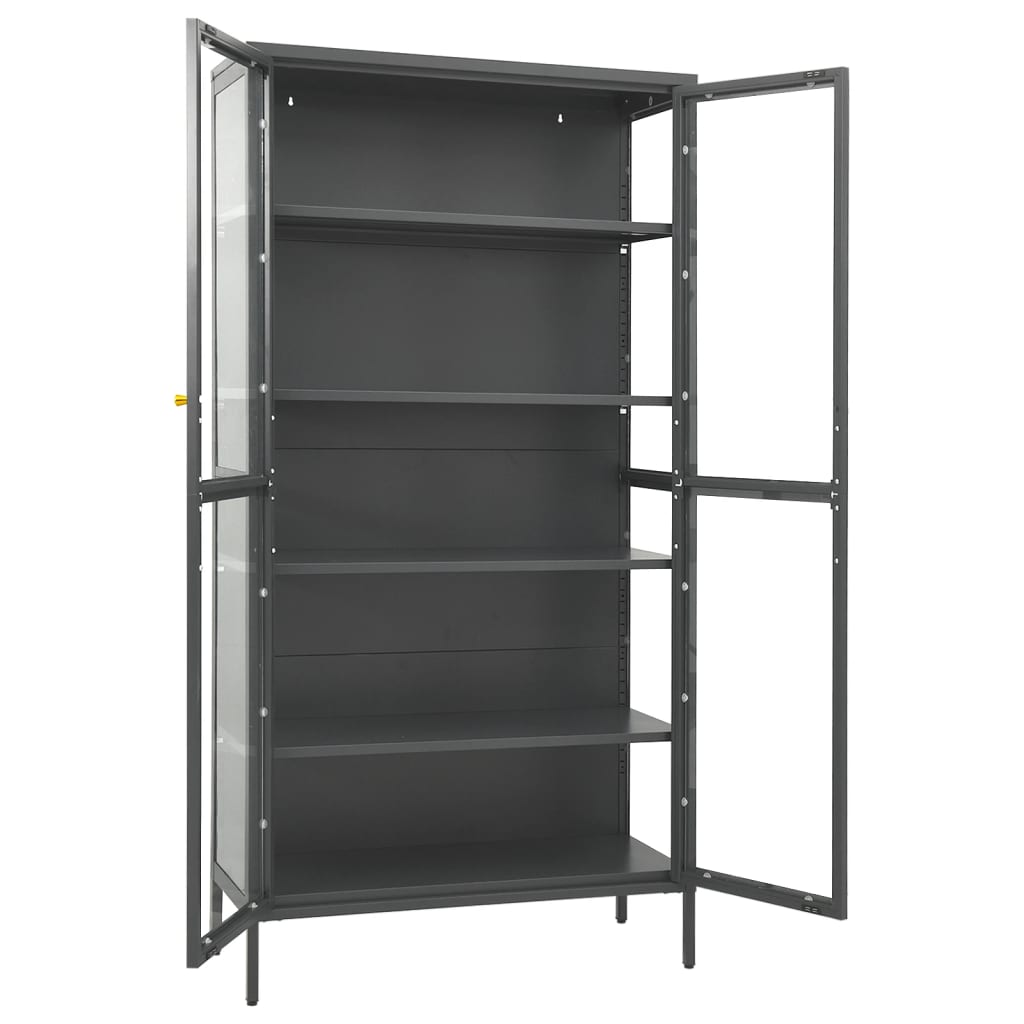 vidaXL Vitrină, antracit, 90x40x180 cm, oțel și sticlă securizată