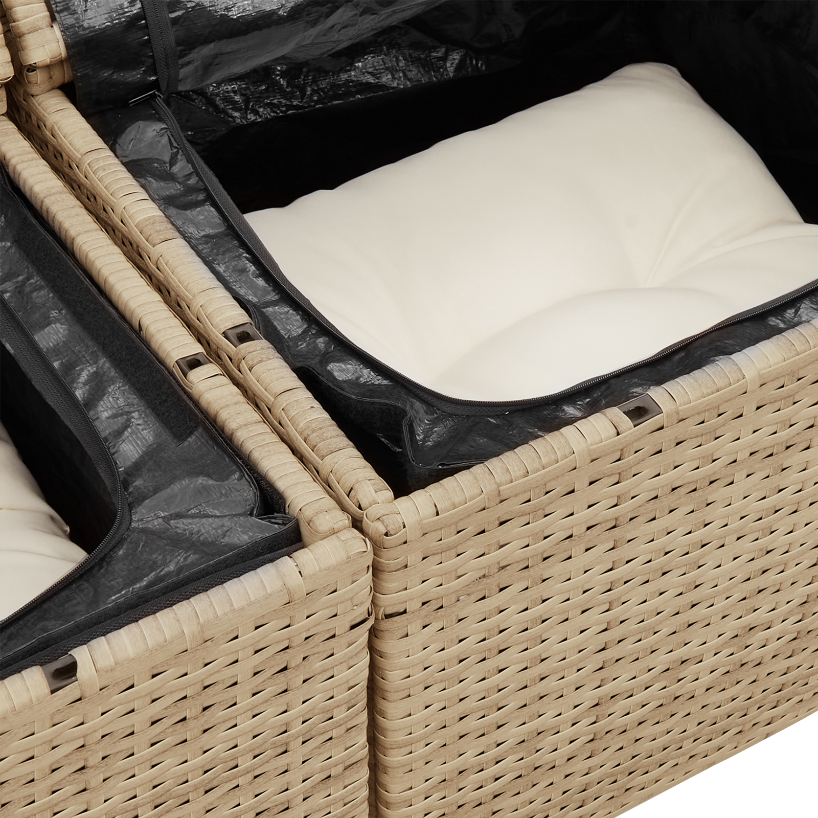 vidaXL Set de canapele pentru grădină 4 pcs Bej 55 x 62 x 69 cm
