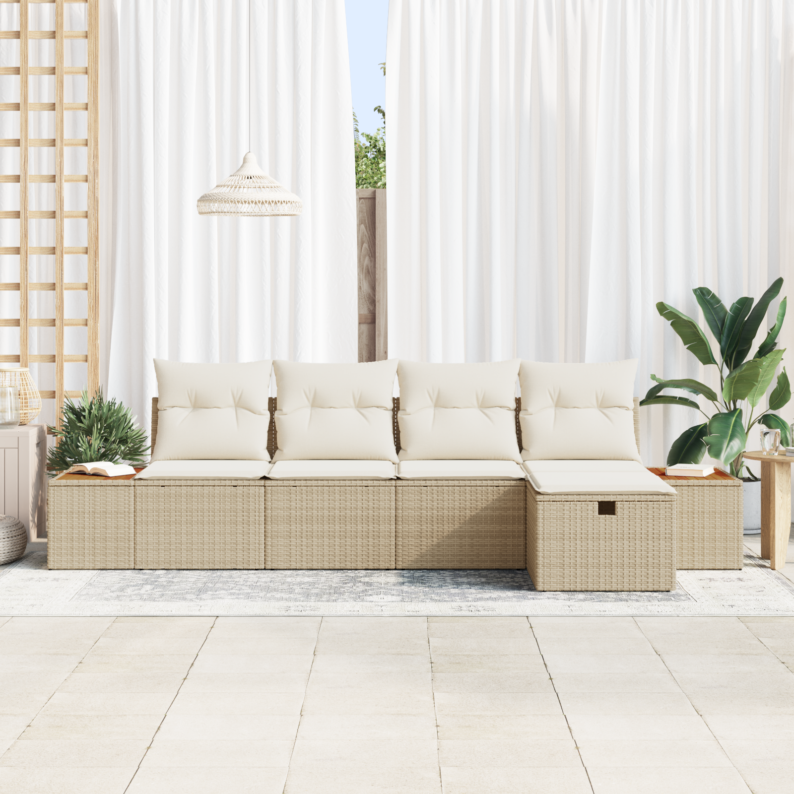 vidaXL Set de canapele pentru grădină 5 pcs Bej 55 x 62 x 69 cm