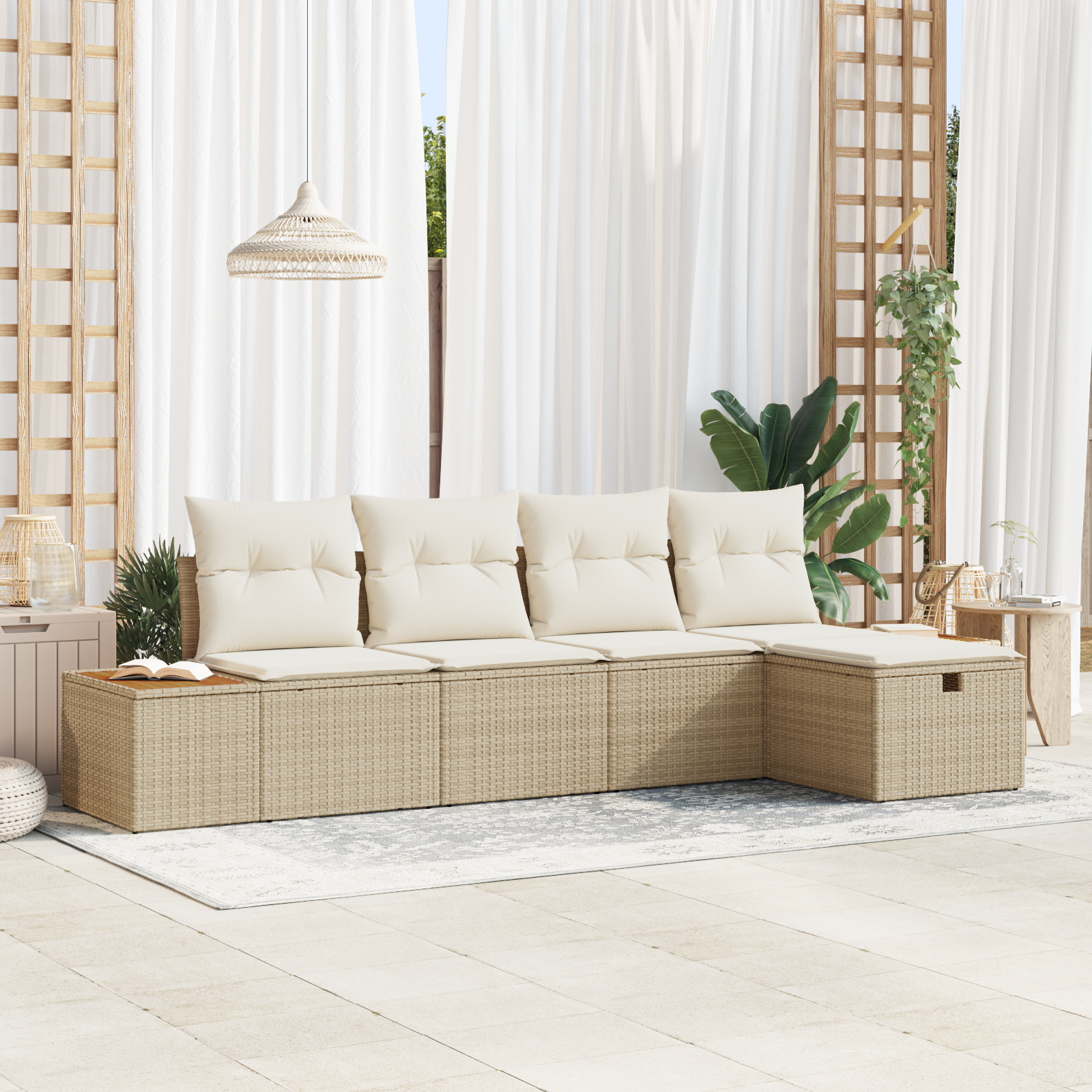 vidaXL Set de canapele pentru grădină 5 pcs Bej 55 x 62 x 69 cm