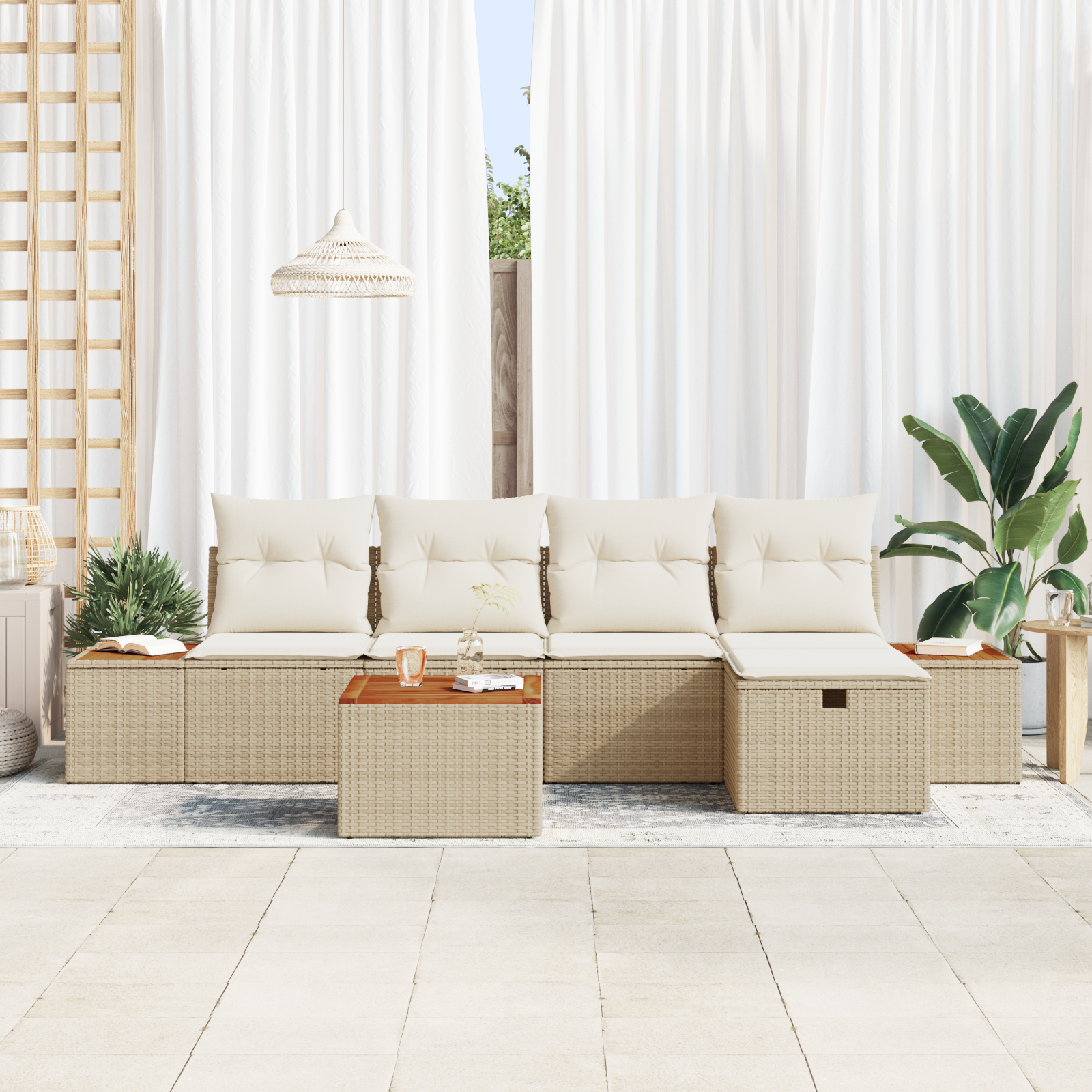 vidaXL Set de canapele pentru grădină 6 pcs Bej 55 x 62 x 69 cm