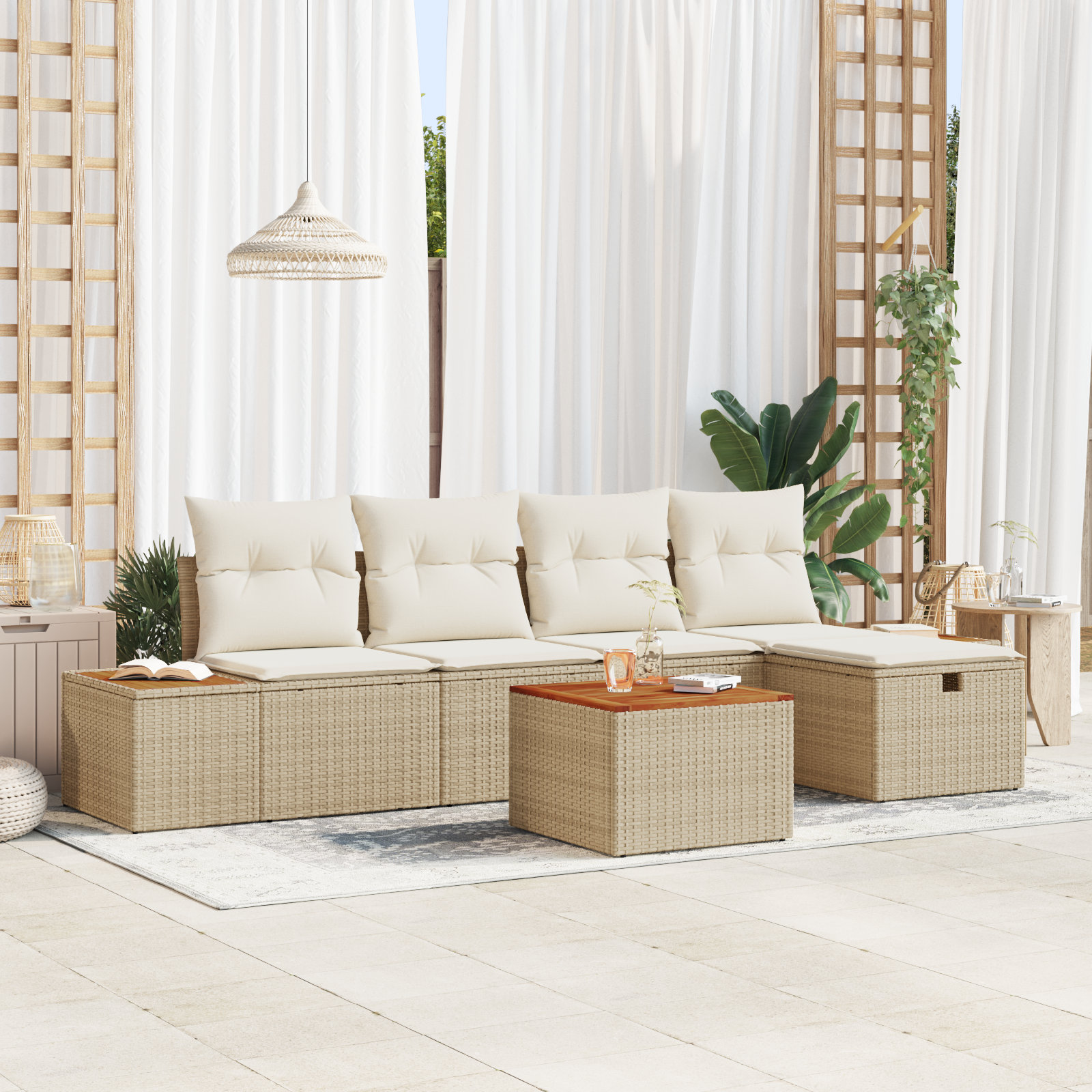 vidaXL Set de canapele pentru grădină 6 pcs Bej 55 x 62 x 69 cm
