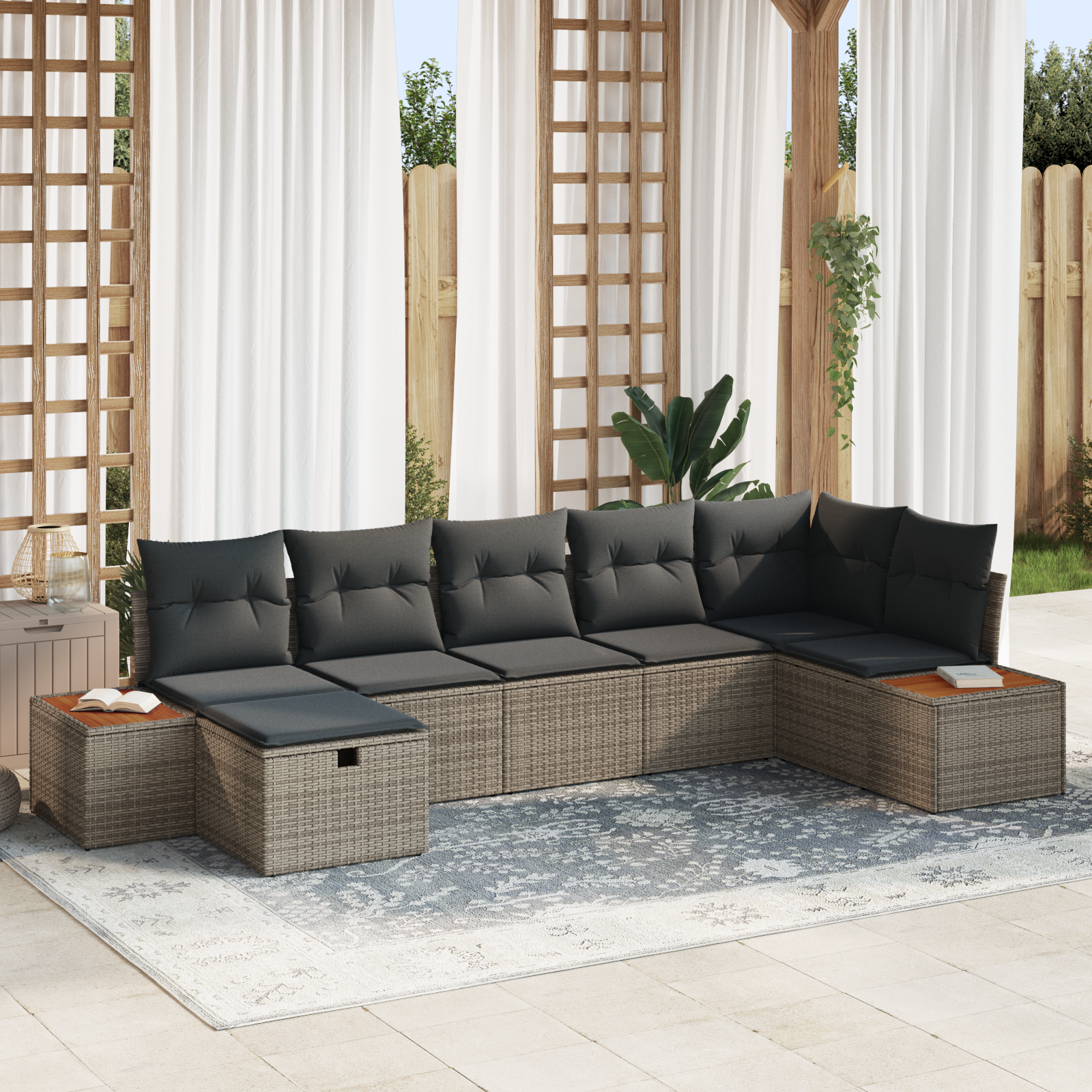 vidaXL Set de canapele pentru grădină 7 pcs Gri 55 x 62 x 69 cm vidaXL Set de canapele pentru grădină 7 pcs Gri 55 x 62 x 69 cm