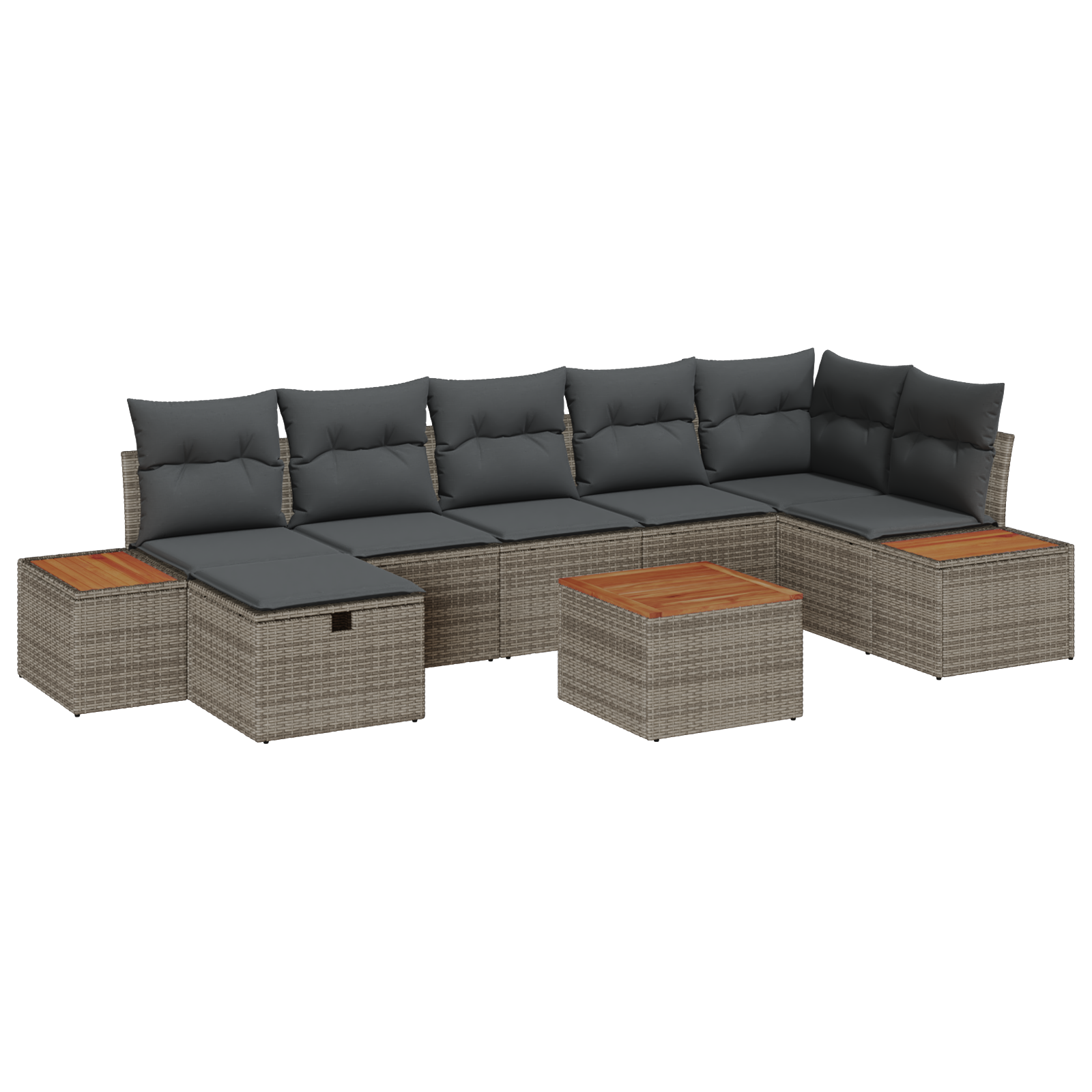 Set canapea de grădină vidaXL cu 8 piese + perne gri poli rattan