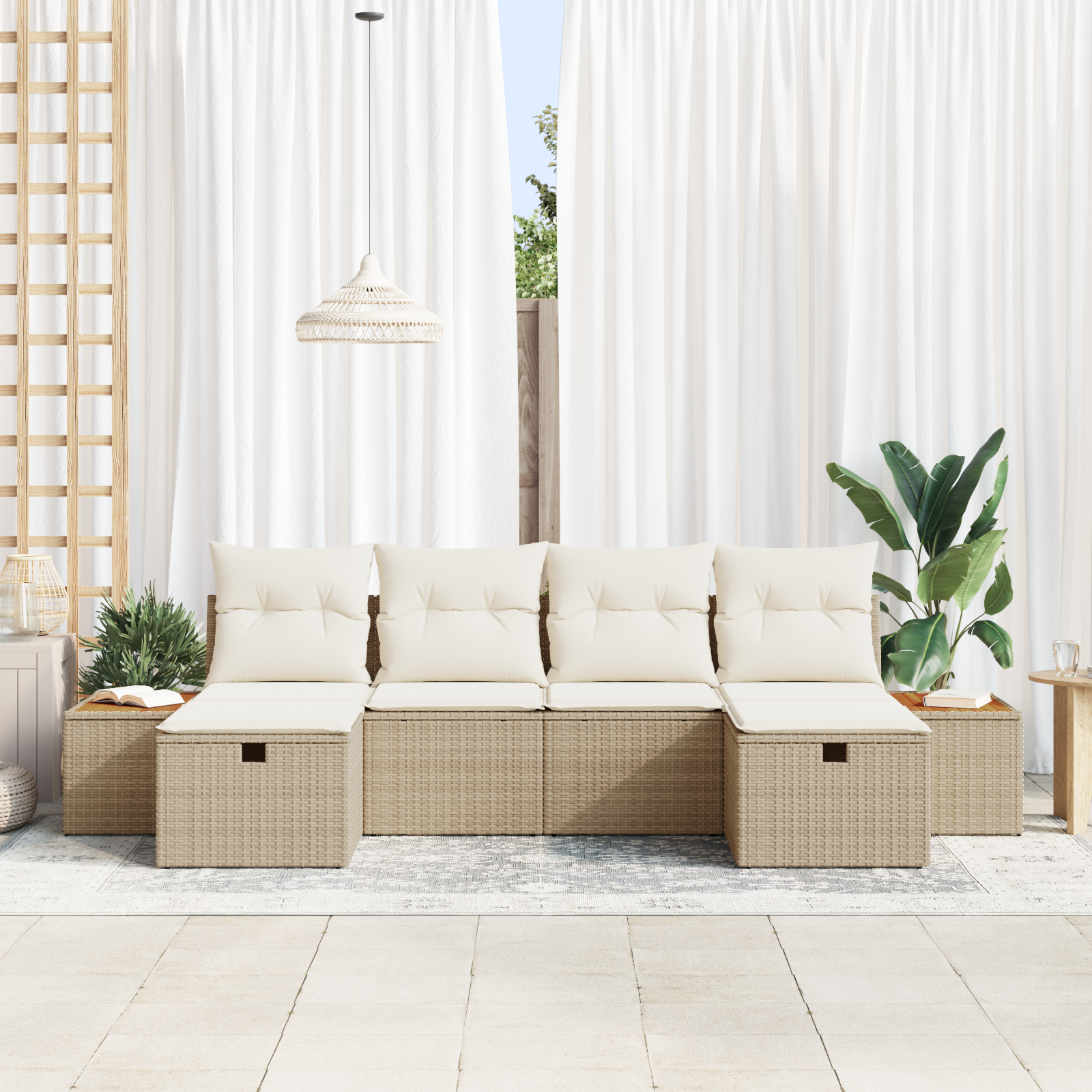 vidaXL Set de canapele pentru grădină 6 pcs Bej 55 x 62 x 69 cm