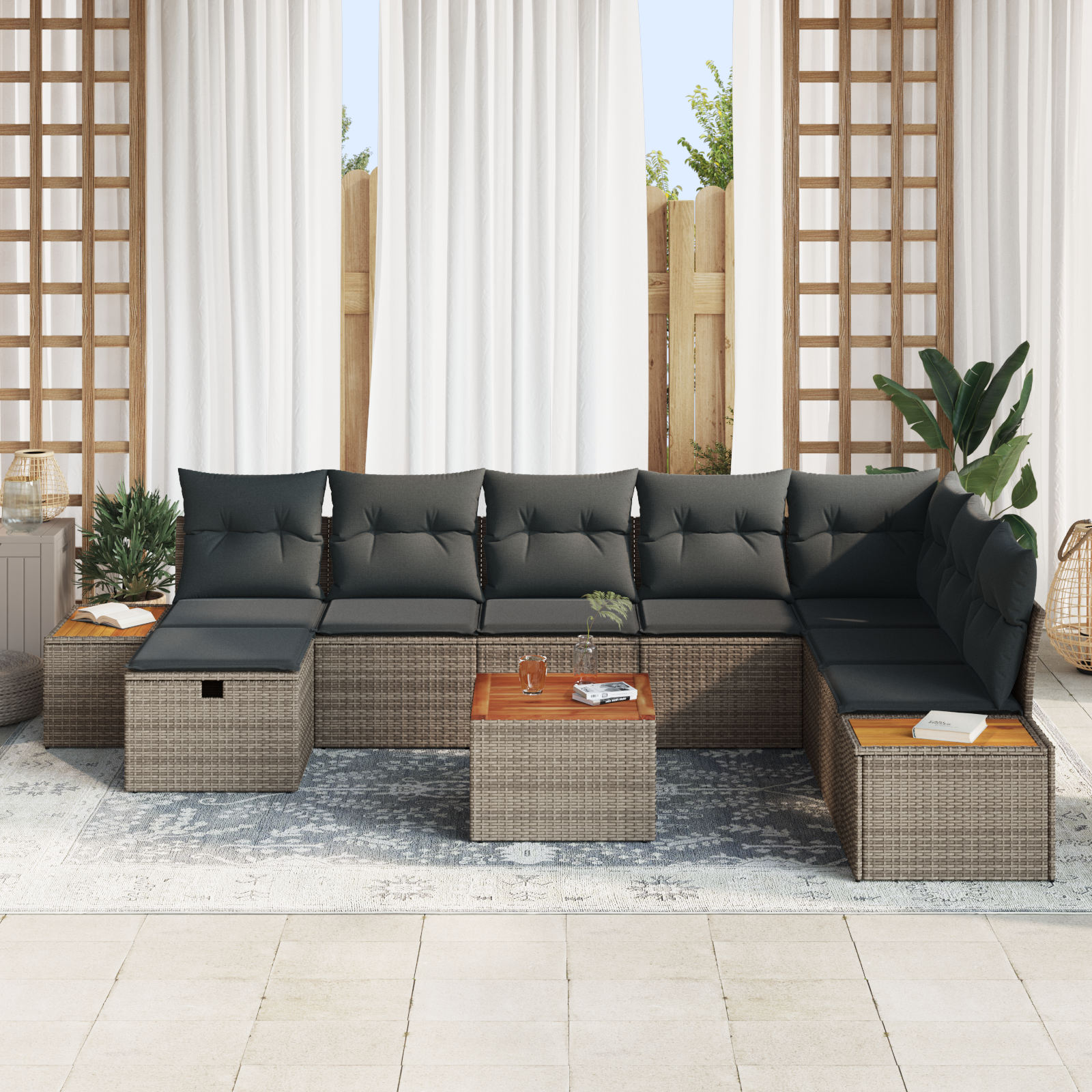 vidaXL Set de canapele pentru grădină 9 pcs Gri 55 x 62 x 69 cm