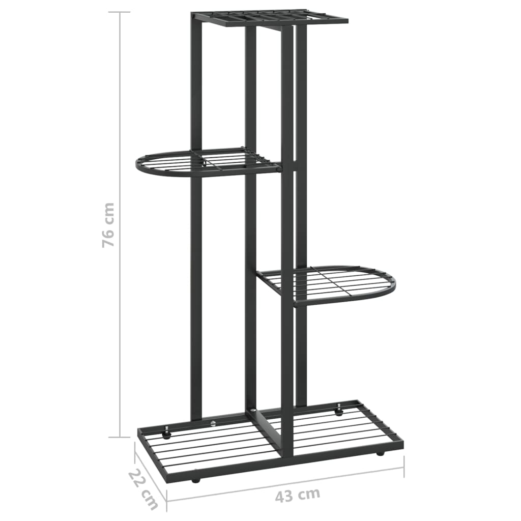 vidaXL Suport pentru flori cu 4 nivele, negru, 43x22x76 cm, metal vidaXL Suport pentru flori cu 4 nivele, negru, 43x22x76 cm, metal