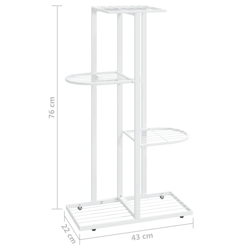 vidaXL Suport pentru flori cu 4 nivele, alb, 43x22x76 cm, metal vidaXL Suport pentru flori cu 4 nivele, alb, 43x22x76 cm, metal