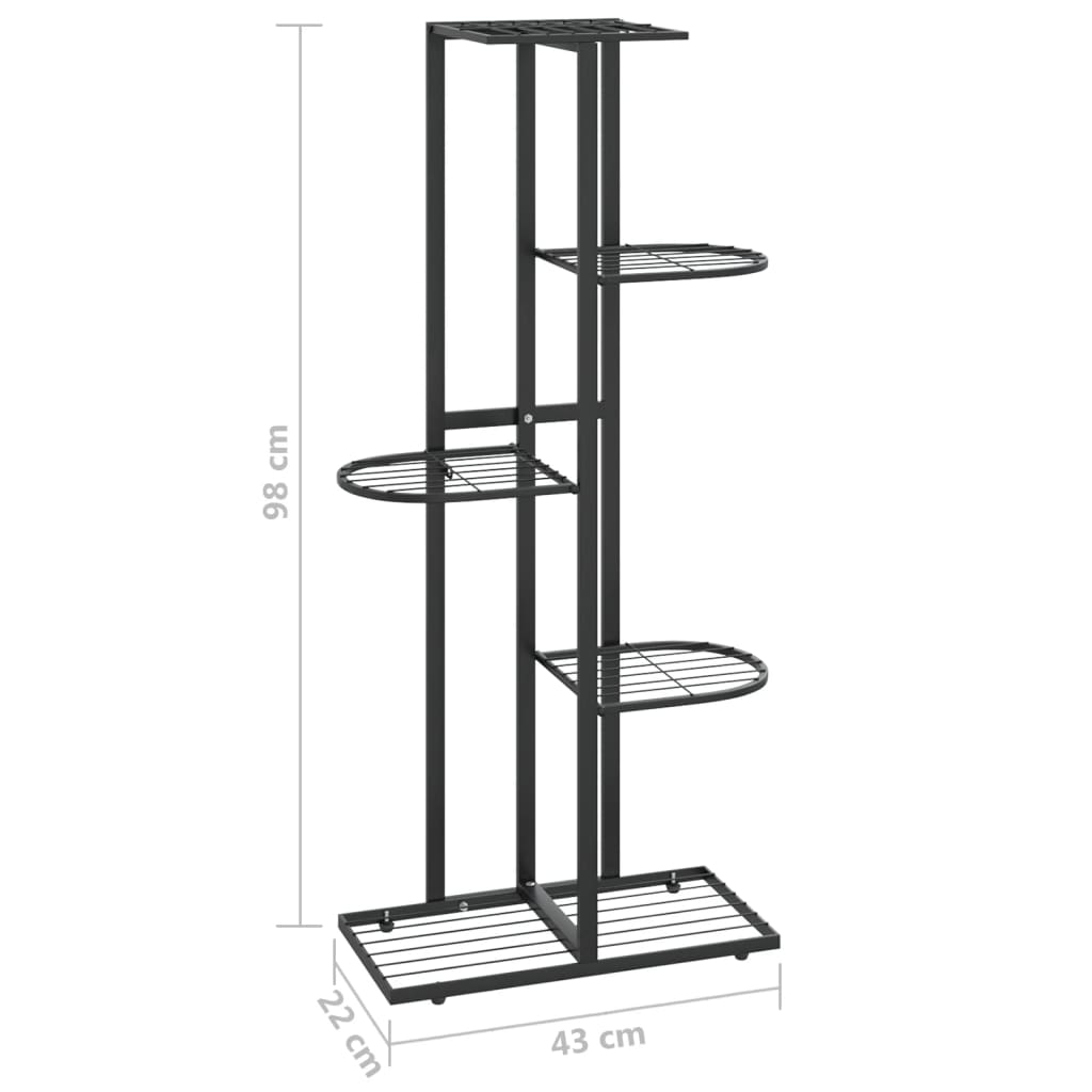 vidaXL Suport pentru flori cu 5 niveluri, negru, 43x22x98 cm, metal