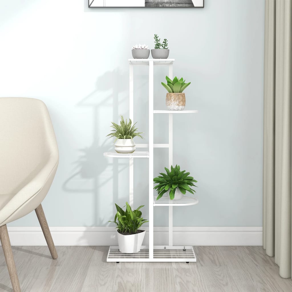 vidaXL Suport pentru flori cu 5 niveluri, alb, 43x22x98 cm, metal vidaXL Suport pentru flori cu 5 niveluri, alb, 43x22x98 cm, metal