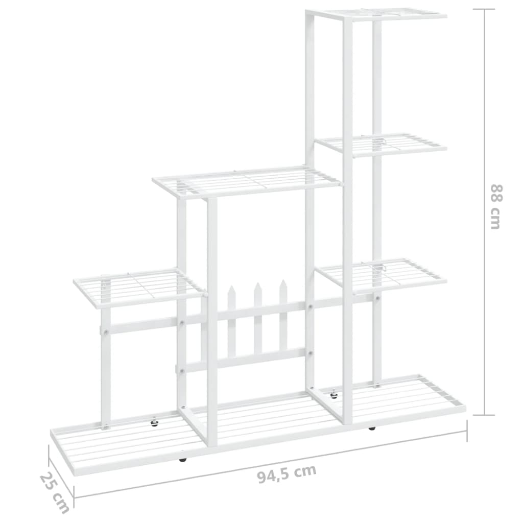 vidaXL Suport pentru flori, 94,5x25x88 cm, alb, metal vidaXL Suport pentru flori, 94,5x25x88 cm, alb, metal