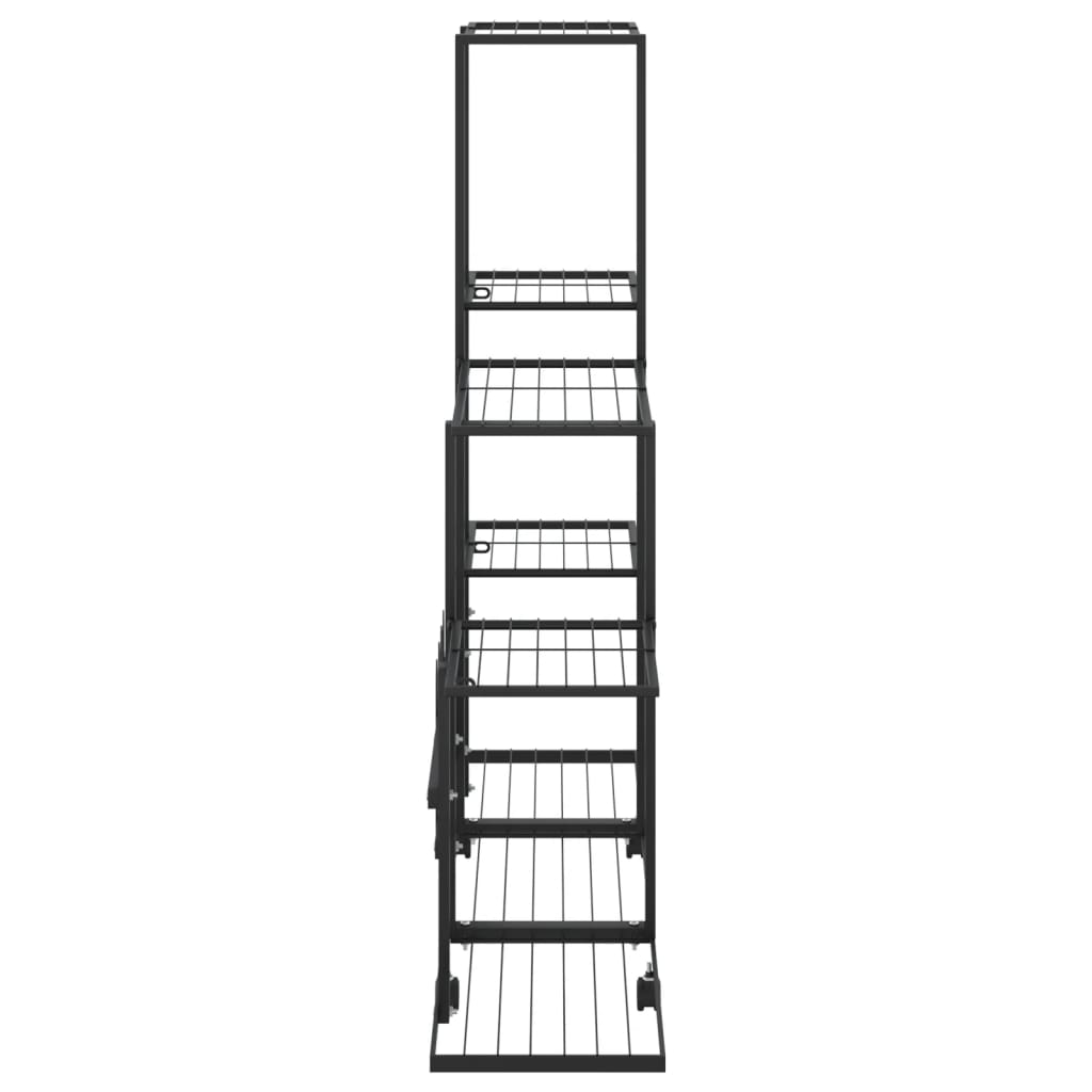 vidaXL Suport pentru flori cu roți, 94,5x25x92,5 cm, negru, metal vidaXL Suport pentru flori cu roți, 94,5x25x92,5 cm, negru, metal