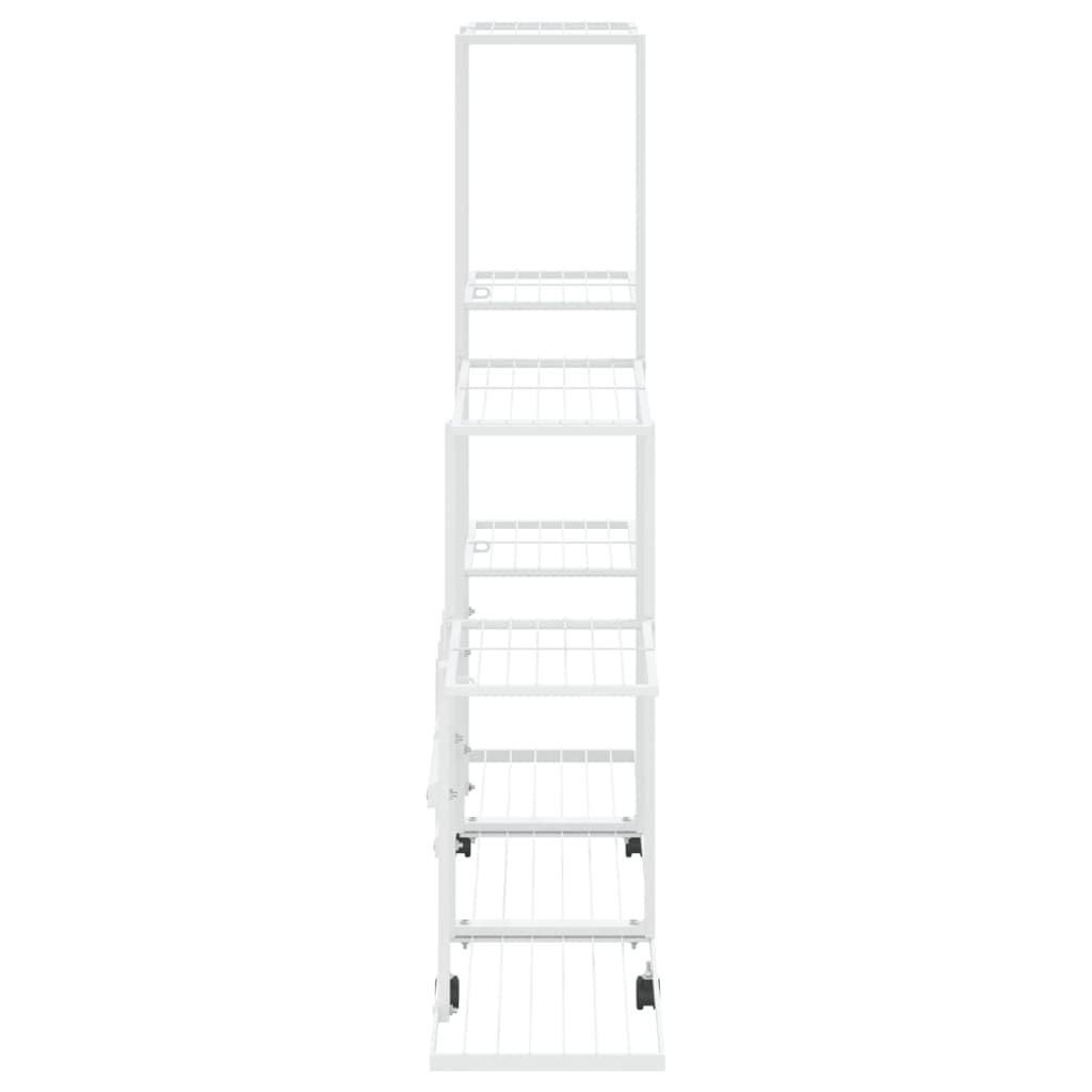 vidaXL Suport pentru flori cu roți, 94,5x25x92,5 cm, alb, metal vidaXL Suport pentru flori cu roți, 94,5x25x92,5 cm, alb, metal