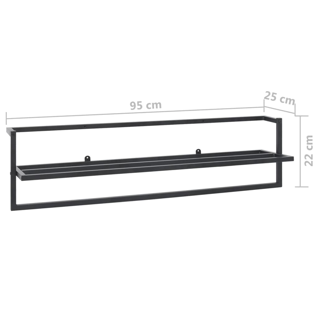 vidaXL Suport de prosoape, negru, 95x25x22 cm, fier vidaXL Suport de prosoape, negru, 95x25x22 cm, fier