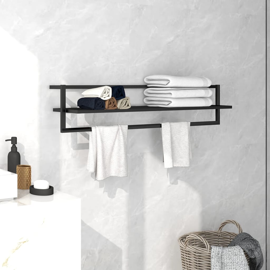 vidaXL Suport de prosoape, negru, 95x25x22 cm, fier vidaXL Suport de prosoape, negru, 95x25x22 cm, fier
