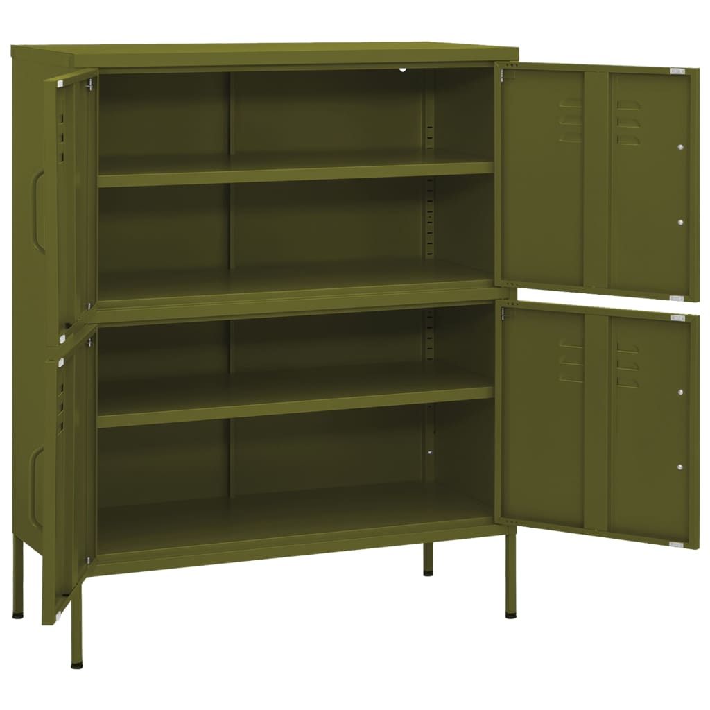 vidaXL Dulap de depozitare, verde măsliniu, 80x35x101,5 cm, oțel vidaXL Dulap de depozitare, verde măsliniu, 80x35x101,5 cm, oțel