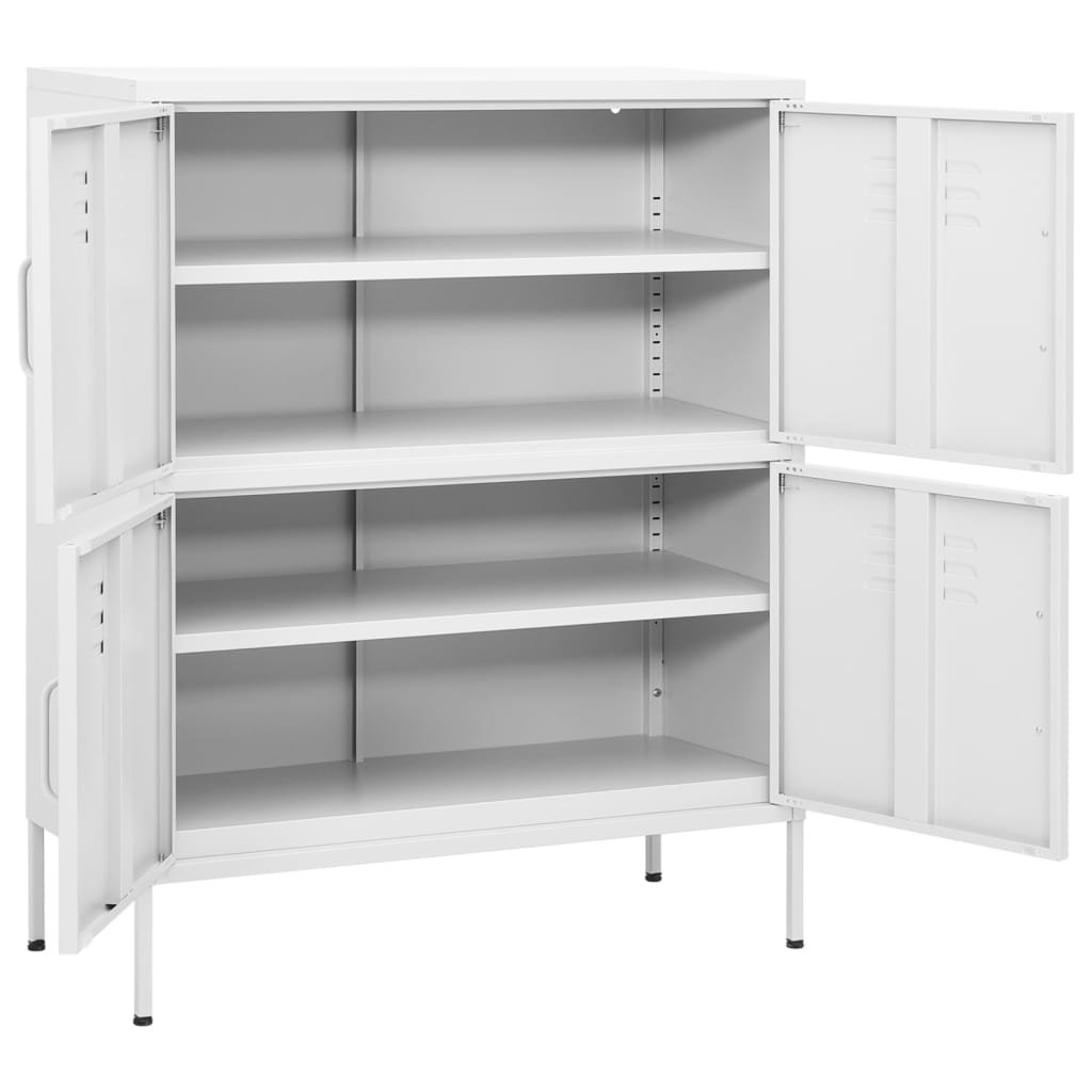 vidaXL Dulap de depozitare, alb, 80x35x101,5 cm, oțel vidaXL Dulap de depozitare, alb, 80x35x101,5 cm, oțel