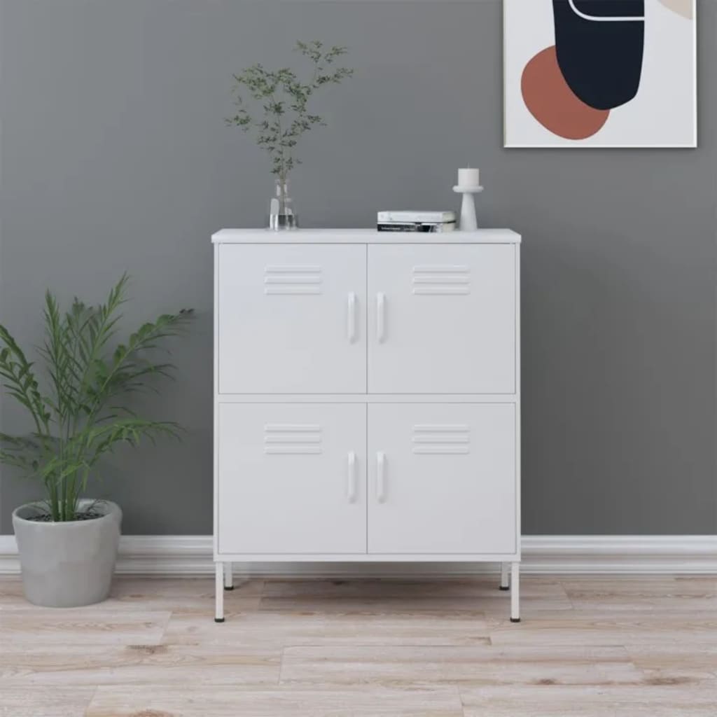 vidaXL Dulap de depozitare, alb, 80x35x101,5 cm, oțel vidaXL Dulap de depozitare, alb, 80x35x101,5 cm, oțel