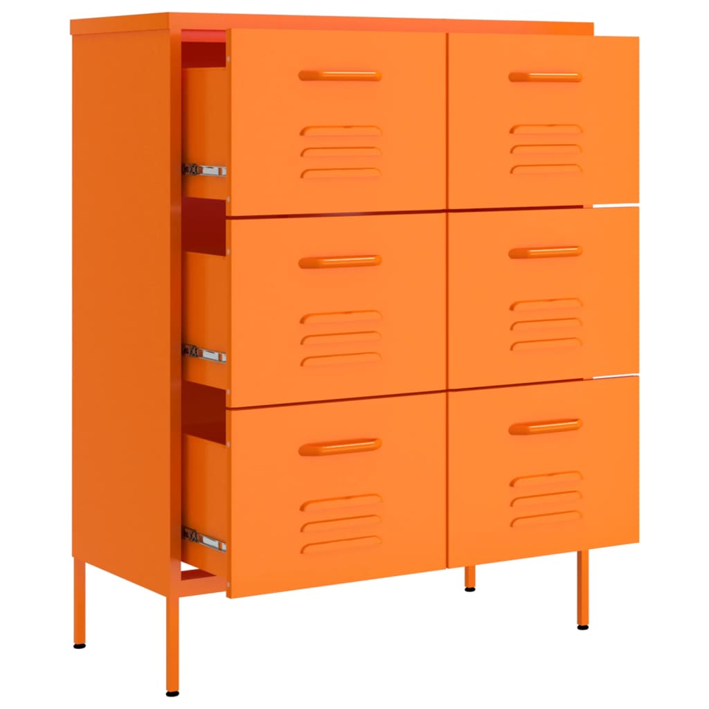 vidaXL Dulap cu sertare, portocaliu, 80x35x101,5 cm, oțel vidaXL Dulap cu sertare, portocaliu, 80x35x101,5 cm, oțel