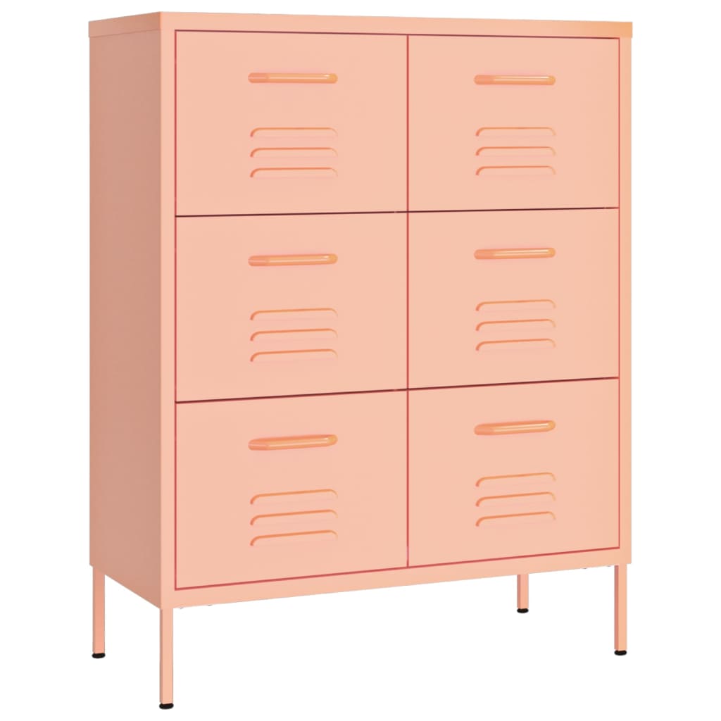 vidaXL Dulap cu sertare, roz, 80x35x101,5 cm, oțel