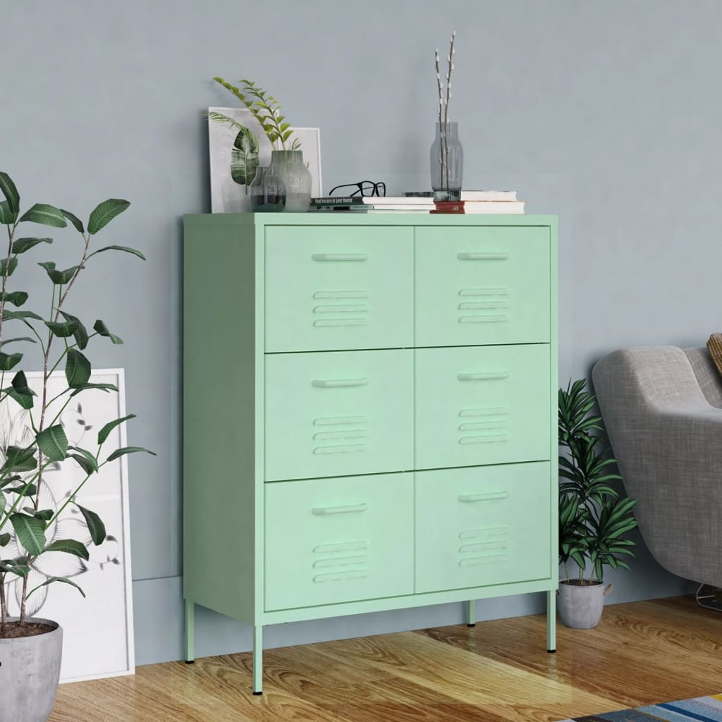 vidaXL Dulap cu sertare, verde mentă, 80x35x101,5 cm, oțel vidaXL Dulap cu sertare, verde mentă, 80x35x101,5 cm, oțel