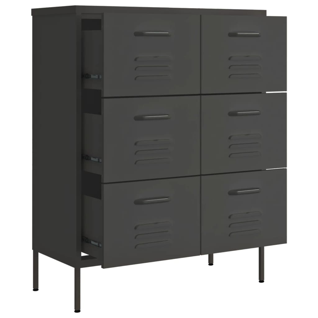 vidaXL Dulap cu sertare, antracit, 80x35x101,5 cm, oțel