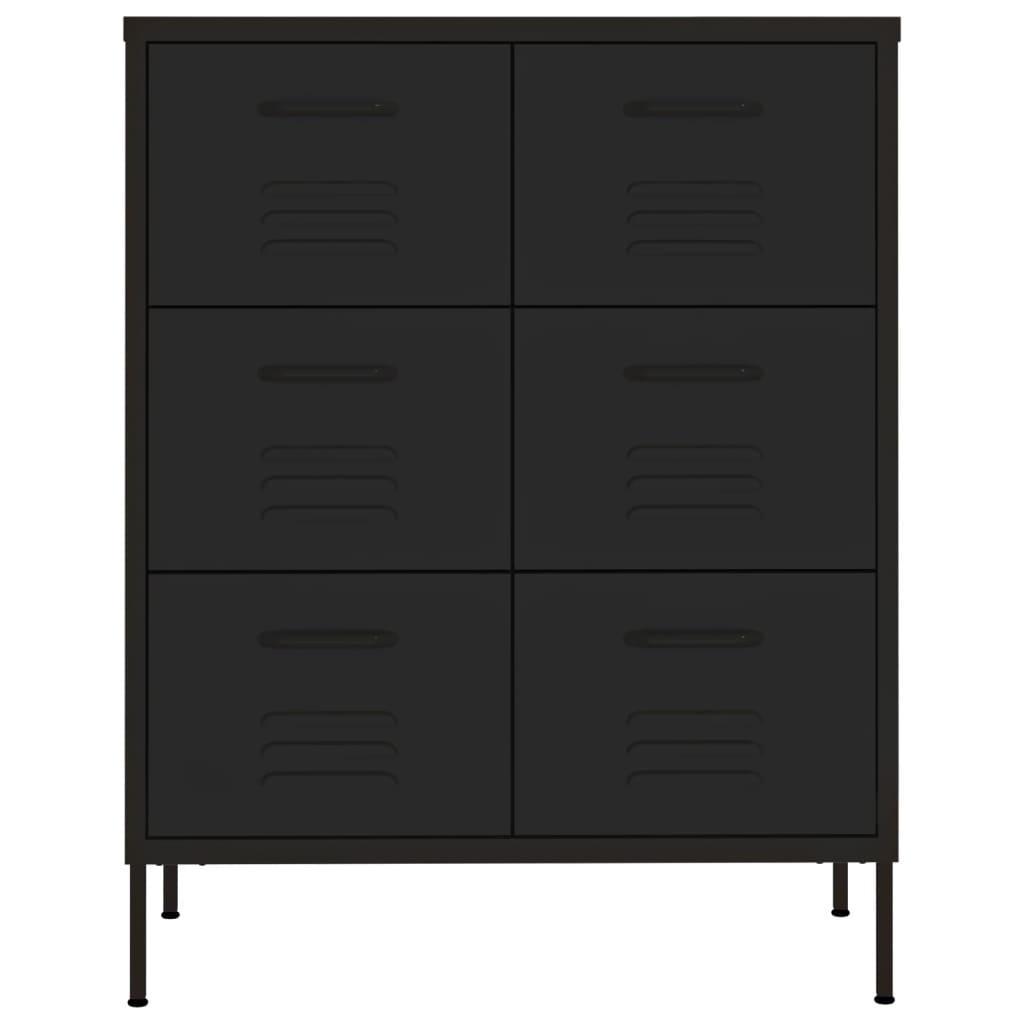 vidaXL Dulap cu sertare, negru, 80x35x101,5 cm, oțel