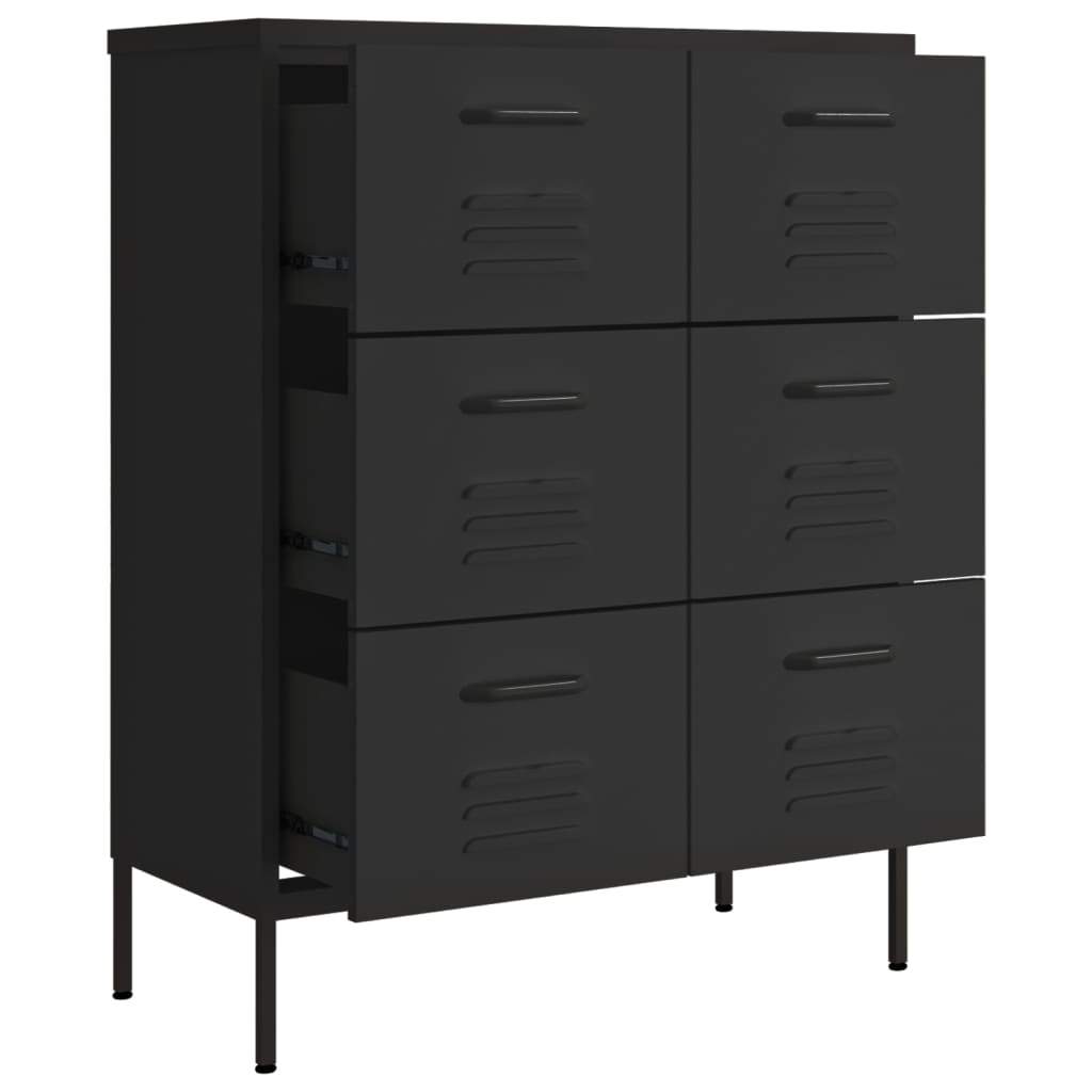 vidaXL Dulap cu sertare, negru, 80x35x101,5 cm, oțel